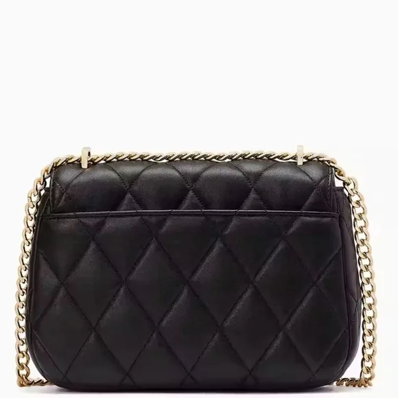 Kate Spade Quilted Black Crossbody with Gold Chain - Picture 7 of 9